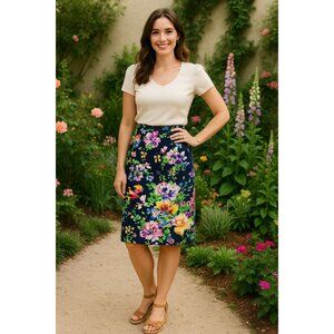 Lauren Ralph Lauren Romantic Floral Summer Staple Pencil Skirt - Size 8
